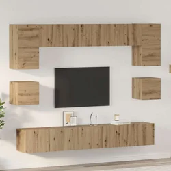 Set TV komoda Zidne 8 pcs Umjetnički hrast Konstruirano drvo