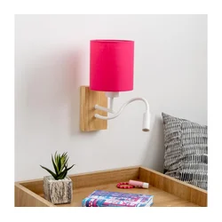 Brilagi - LED zidna lampa NUBILA WOOD 1xE27/25W/230V + LED/3W hrast/ružičasta