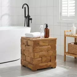 Stolica za Skladištenje Smeđa 40 x 40 x 45 cm Čvrsto teak drvo