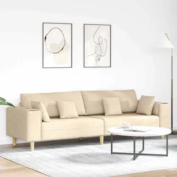 Sofa s jastukom Krema 250 x 77 x 76 cm tkanina