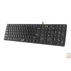 GENIUS SlimStar 126, wired multimedia keyboard, USB, US layout, black
