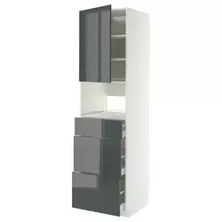 METOD / MAXIMERA Visoki element za ugradne uređaje, bela/Kallarp tamna sivozelena visokog sjaja, 60x60x220 cm