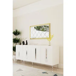 Hanah Home komoda Rany 180, 180 cm, bela / srebrna