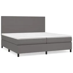 Vidaxl Box spring postelja z vzmetnico siva 200x200 cm umetno usnje