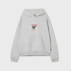 Cropp - Pulover s kapuco in potiskom - light grey