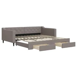 Vidaxl Izvlečna dnevna postelja s predali taupe 100x200 cm blago