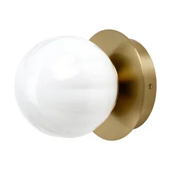 AKTERSPRING Zidna lampa, trajni priključak, opal bela staklo/mesingano, 15 cm