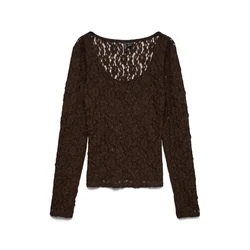VERO MODA Majica VMFlora temno rjava