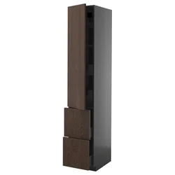 METOD / KNIVSHULT Vis.el. s polic/4fiok/vrat/2front, Crnosiva/Sinarp smeđa, 40x60x220 cm