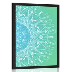 Plakat bela Mandala na modrozelenem ozadju - 40x60 black