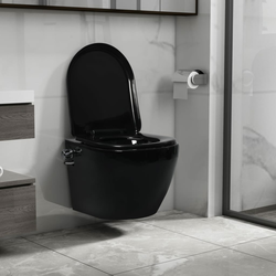 Den Viseča WC školjka brez roba z bide funkcijo keramična čr