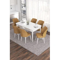 Hanah Home Set Trpezarijski sto i 6 stolica Eva, Okr-beli