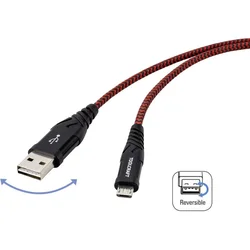 TOOLCRAFT TOOLCRAFT USB kabel USB 2.0 USB-A vtič, USB-C vtič 2.00 m črna/rdeča izredno robusten pleteni plašč, primeren za obojestranski priključek TO-6872829, (20416035)
