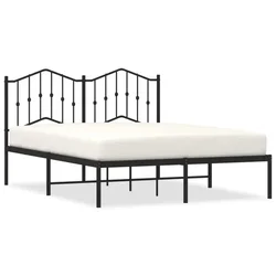 Vidaxl Kovinski posteljni okvir z vzglavjem črn 140x190 cm