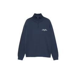 Pull&Bear Pulover temno modra/bela