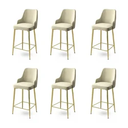 Hanah Home Set barskih stolica Enox, 6 komada, Krem-zlatni