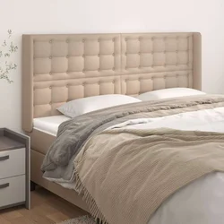 Uzglavlje s ušima boja cappuccina 183x16x118/128cm umjetna koža