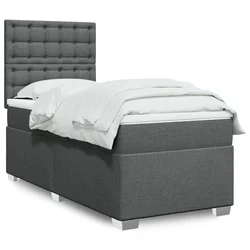 VIDAXL Box spring postelja z vzmetnico temno siva 90x190 cm blago