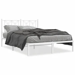 Vidaxl Kovinski posteljni okvir z vzglavjem bel 140x190 cm