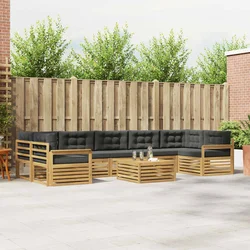 Set vanjskih sofa 8 pcs Bijela i antracit Čvrsto drvo akacije