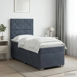 vidaXL Postelja boxspring z vzmetnico Temno siva 80 x 200 cm Žamet