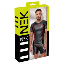 NEK Mens Short-Sleeve Shirt Black/Red Mesh Contrast Size L ONK031C