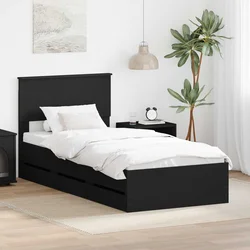 Krevetna konstrukcija Crna 90 x 200 cm Inženjersko Drvo