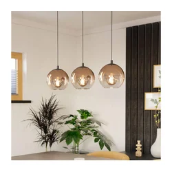 Eglo 901924 - Luster na sajli ARISCANI 3xE27/60W/230V crna/bež/zadimljena