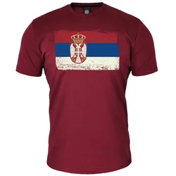 Muška majica kratkih rukava Srpska zastava-trobojka, Bordo