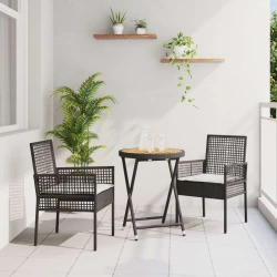 Bistro set za vrt 3 pcs Crna poliratan