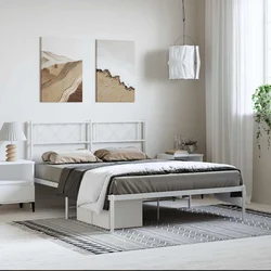 Metalni okvir za krevet s uzglavljem bijeli 135x190 cm