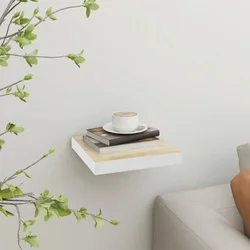 Plutajuća zidna polica boja hrasta i bijela 23x23,5x3,8 cm MDF