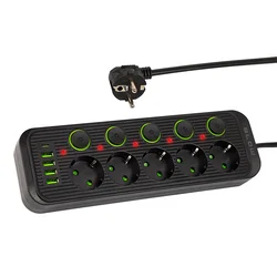 Podaljšek 5 vtičnic 4xUSB 1xUSB-C 5m črn