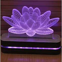 Black Cut 3D LED Lampa Illusions Lotus