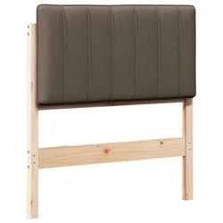 Vidaxl Tapecirano vzglavje Rjava in taupe 80 cm Masivno borovo les