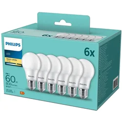 Philips Paket 6 LED E27 Normal Frost 60W 806lm