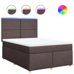Vidaxl Box spring postelja z vzmetnico temno rjava 140x200 cm blago