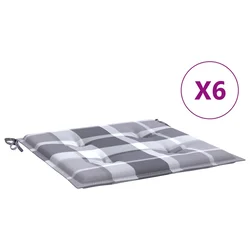 Jastuci za vrtne stolice 6 kom sivi karirani 40x40x4 cm tkanina