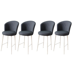 Hanah Home Set barskih stolica Fora, 4 komada, Antracit-beli