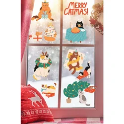 WallXpert novogodišnja nalepnica za prozor i zid 409023, mačke u novogodišnjem raspoloženju, natpis Merry Catmas, 40 x 100 cm