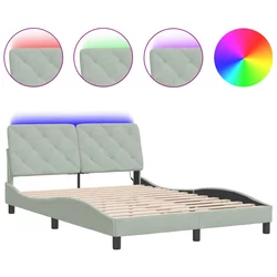 Okvir kreveta s LED-om bez madraca svjetlosivi 140x190 cm baršunasti
