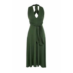 Trendyol Khaki Midi Knitted Tie-Up Beach Dress