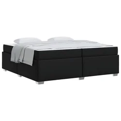 Vidaxl Konstrukcija postelje z vzmetnico Črna 200 x 200 cm blago