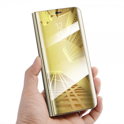 WEBHIDDENBRAND Onasi Clear View preklopna maska za Samsung Galaxy A12 A125, zlatna