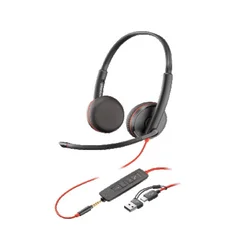 HP Poly Blackwire 3225 Stereo USB-C Headset + 3.5mm Plug + USB-CA Adapter 8X229AA