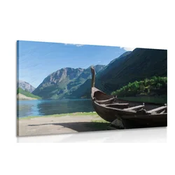 Slika lesena vikinška ladja - 90x60