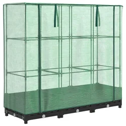Povišena gredica s pokrovom za staklenik izgled ratana 120x40x123 cm