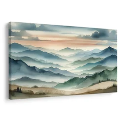 Slika tihe gore v jutranji megli - 30x20