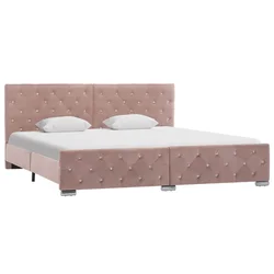 Vidaxl Posteljni okvir roza žamet 180x200 cm