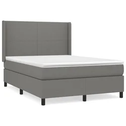 Vidaxl Box spring posteljni z vzmetnico temno siv 140x190 cm blago